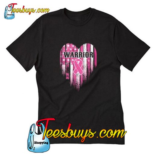 American Flag Heart Breast Cancer Warrior T-Shirt