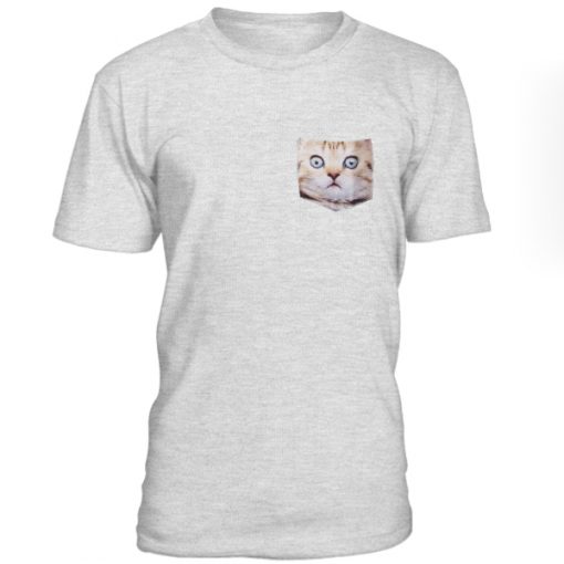 Cat Print Pocket Tshirt