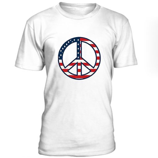 Cream Flag Peace American Flag Tshirt