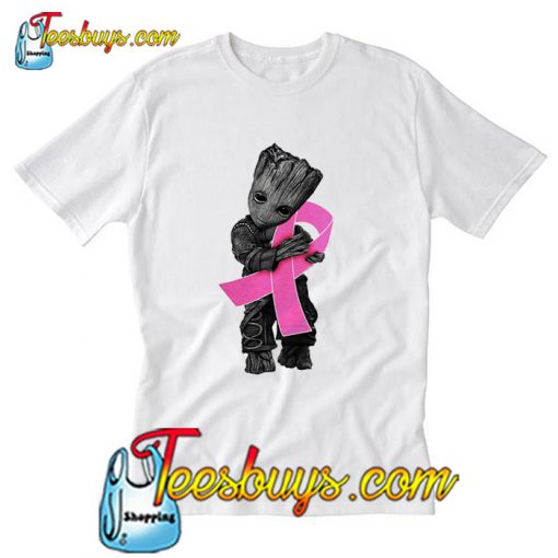 Groot hug breast cancer ribbon T-Shirt