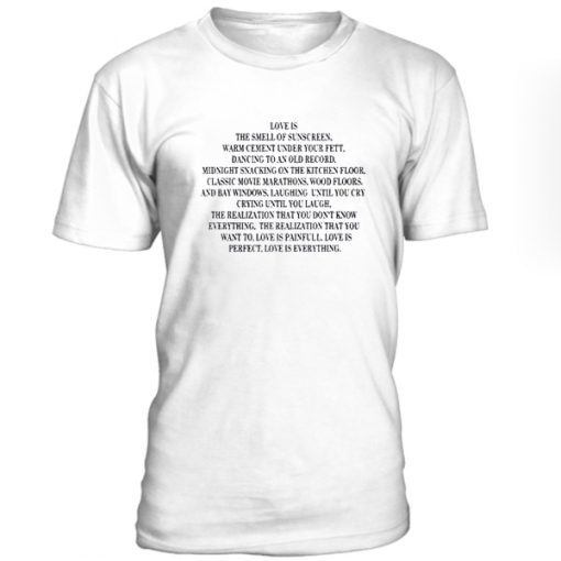 Love Is The Smell Of Sunscreen Quotes Tshirt