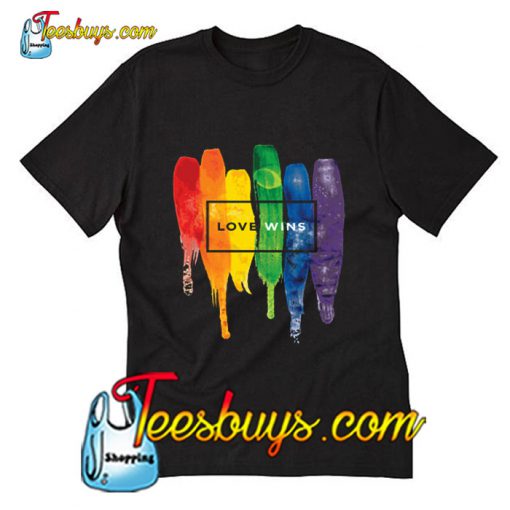 Watercolor LGBT Love Wins Rainbow Paint T-Shirt