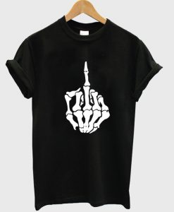 middle finger skeleton tshirt