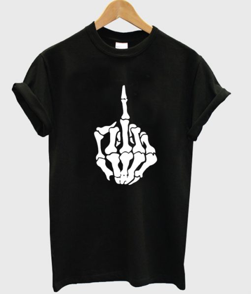 middle finger skeleton tshirt