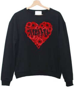 nirvana rose heart sweatshirt