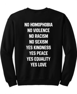 no homophobia sweatshirt back