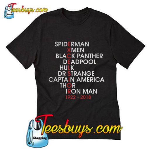 Stan Lee Excelsior Marvel Movie Names T-Shirt