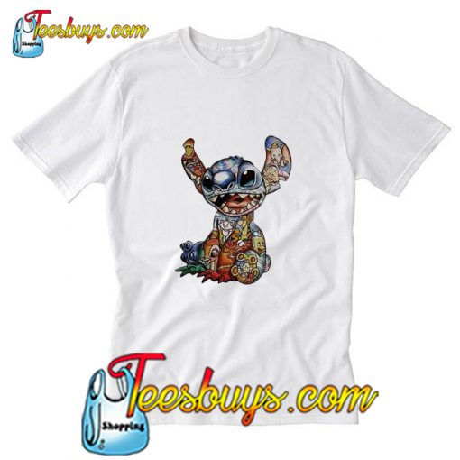 Disney Characters inside Stitch T Shirt