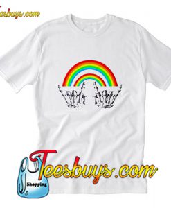 Rainbow Skeleton Hand Rock T-Shirt Pj