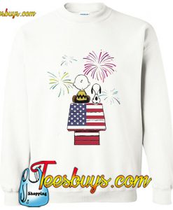 Snoopy Usa Flag House Sweatshirt Pj