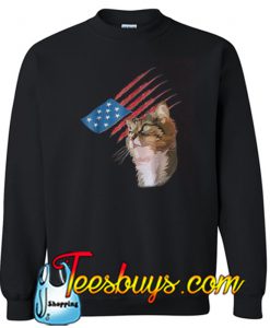 4th Of July Patriotic American Cat Sweatshirt NT