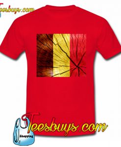 Flag of Belgium – Tree Trunk Wood T-Shirt NT