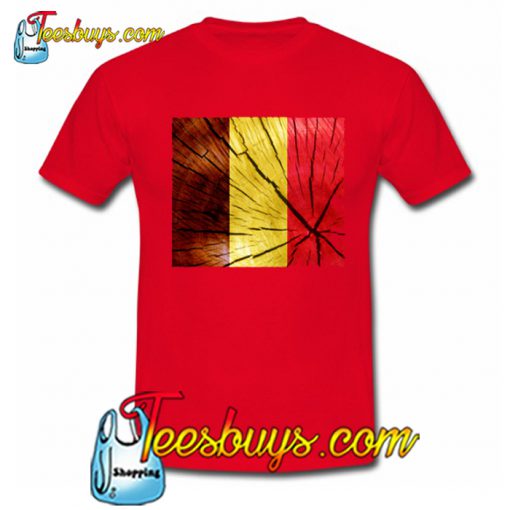 Flag of Belgium – Tree Trunk Wood T-Shirt NT