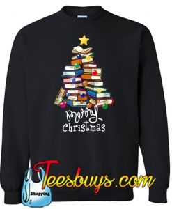 BOOK CHRISTMAS TREE SWEATSHIRT SR