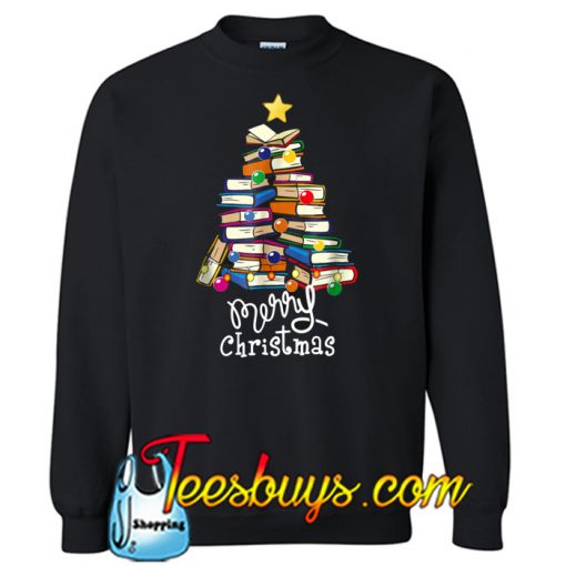 BOOK CHRISTMAS TREE SWEATSHIRT SR