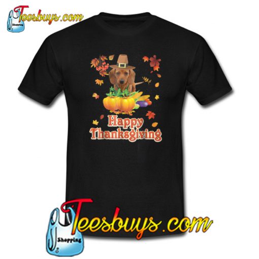 Dachshund Dog Pumpkin Happy Thanksgiving T shirt SR