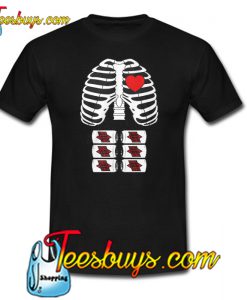 funny halloween skeleton beer abs costume party T-SHIRT SR