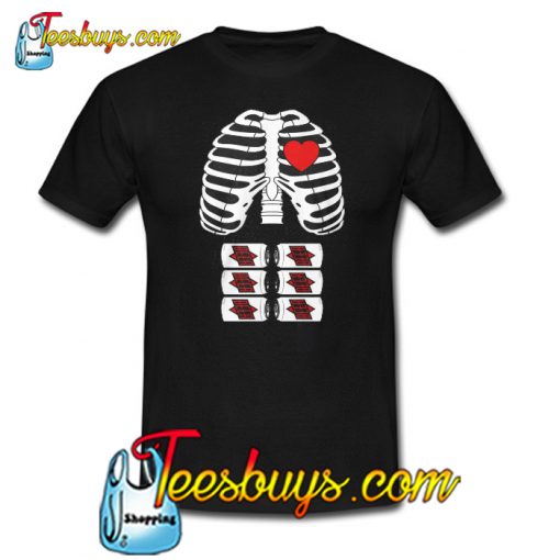 funny halloween skeleton beer abs costume party T-SHIRT SR