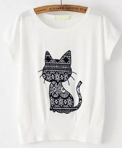 Cat Pattern Patch T-shirt NT