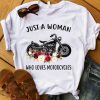 Woman who loves motorcycles T-shirt