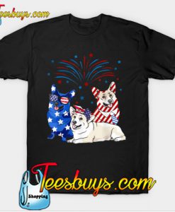 American Flag USA 4th of July Corgi T-Shirt-SL