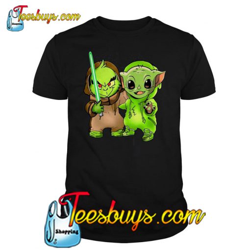 Baby Yoda And Baby Grinch T Shirt -SLBaby Yoda And Baby Grinch T Shirt -SL