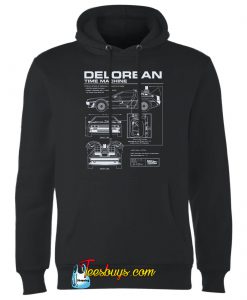 Back To The Future DeLorean Schematic Hoodie SN