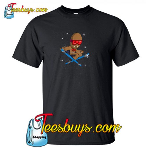 Christmas Gingerbread Man Skiing T-Shirt SN