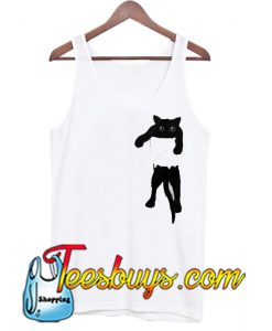 Hang loose black cat pocket art tank top SN