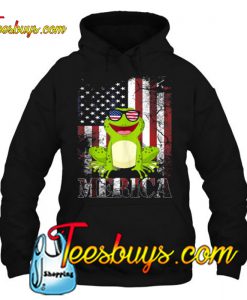 Merica Frog With Glasses American Flag hoodie-SL