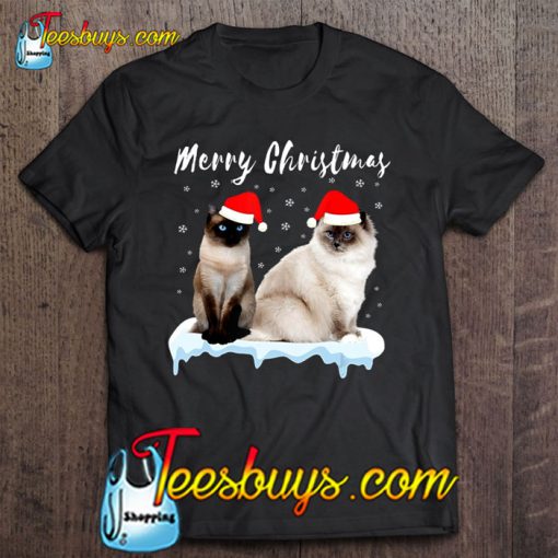 Merry Christmas Ragdoll Siamese Santa Hat T-SHIRT NT