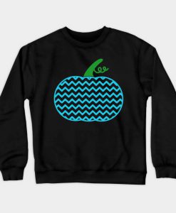 Teal Pumpkin Project Teal Patterned Pumpkin Teal Chevron Pumpkin Sweatshirt-SL