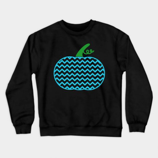 Teal Pumpkin Project Teal Patterned Pumpkin Teal Chevron Pumpkin Sweatshirt-SL