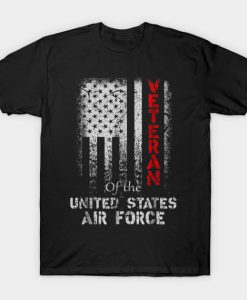 Vintage Proud Air Force Veteran American Flag T-shirt-SL