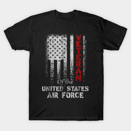 Vintage Proud Air Force Veteran American Flag T-shirt-SL