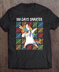 100 Days Smarter Dabbing Unicorn Counting Hash Marks T-SHIRT NR