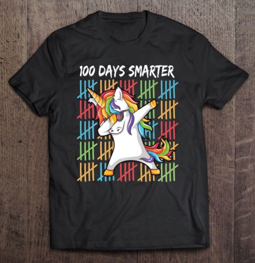 100 Days Smarter Dabbing Unicorn Counting Hash Marks T-SHIRT NR