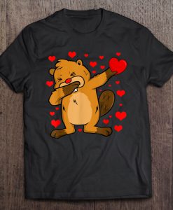 Beaver Dabbing Heart Love Rain Valentine’s Day T-SHIRT NT