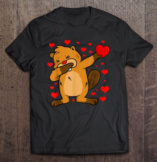 Beaver Dabbing Heart Love Rain Valentine’s Day T-SHIRT NT