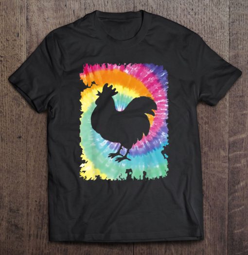 Chicken Silhouette Tie Dye Version T-SHIRT NT