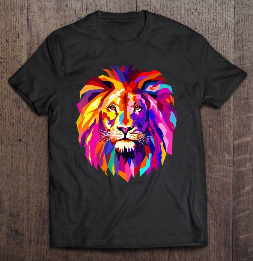 Cool Lion Head Bright Colorful T-SHIRT NT