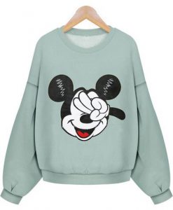 Mickey Mouse Print Crop Sweatshirt NT