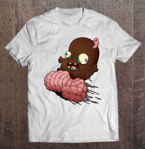 Zombean & Wormy Ride A Brain T-SHIRT NT