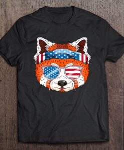 Red Panda American Flag Sunglasses Version T-SHIRT NT