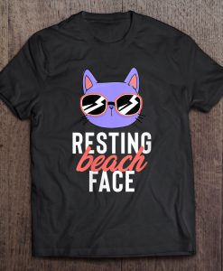 Resting Beach Face Cat With Glasses T-shirt NT