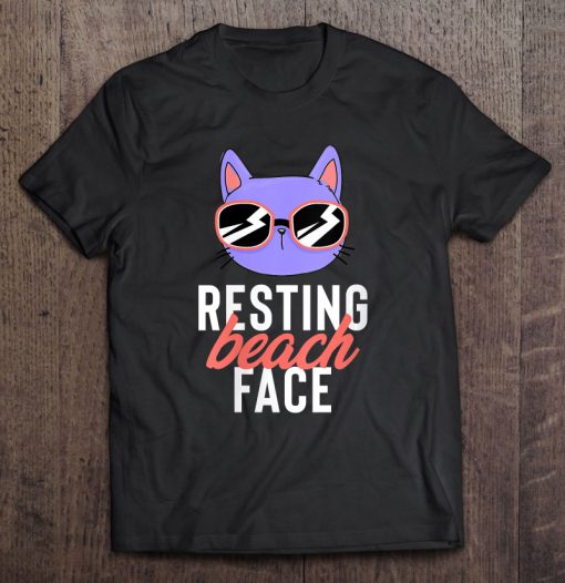 Resting Beach Face Cat With Glasses T-shirt NT