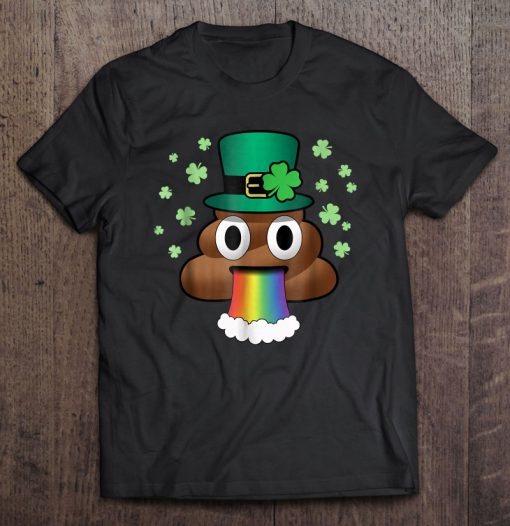 St Patrick’s Day Leprechaun Poop Emoji Rainbow T-SHIRT NT