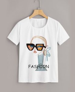 Figure & Letter Print t shirt RJ22