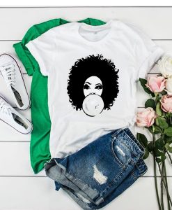 Curlyfro Girl Bubble Gum Natural Hair Black t shirt RJ22