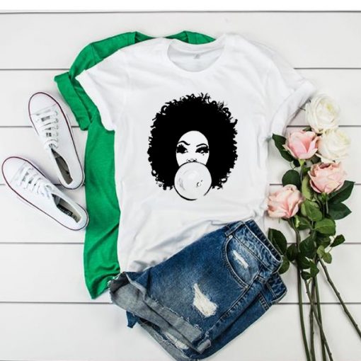 Curlyfro Girl Bubble Gum Natural Hair Black t shirt RJ22